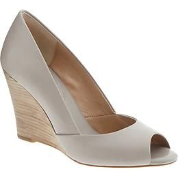 grey peep toe wedges